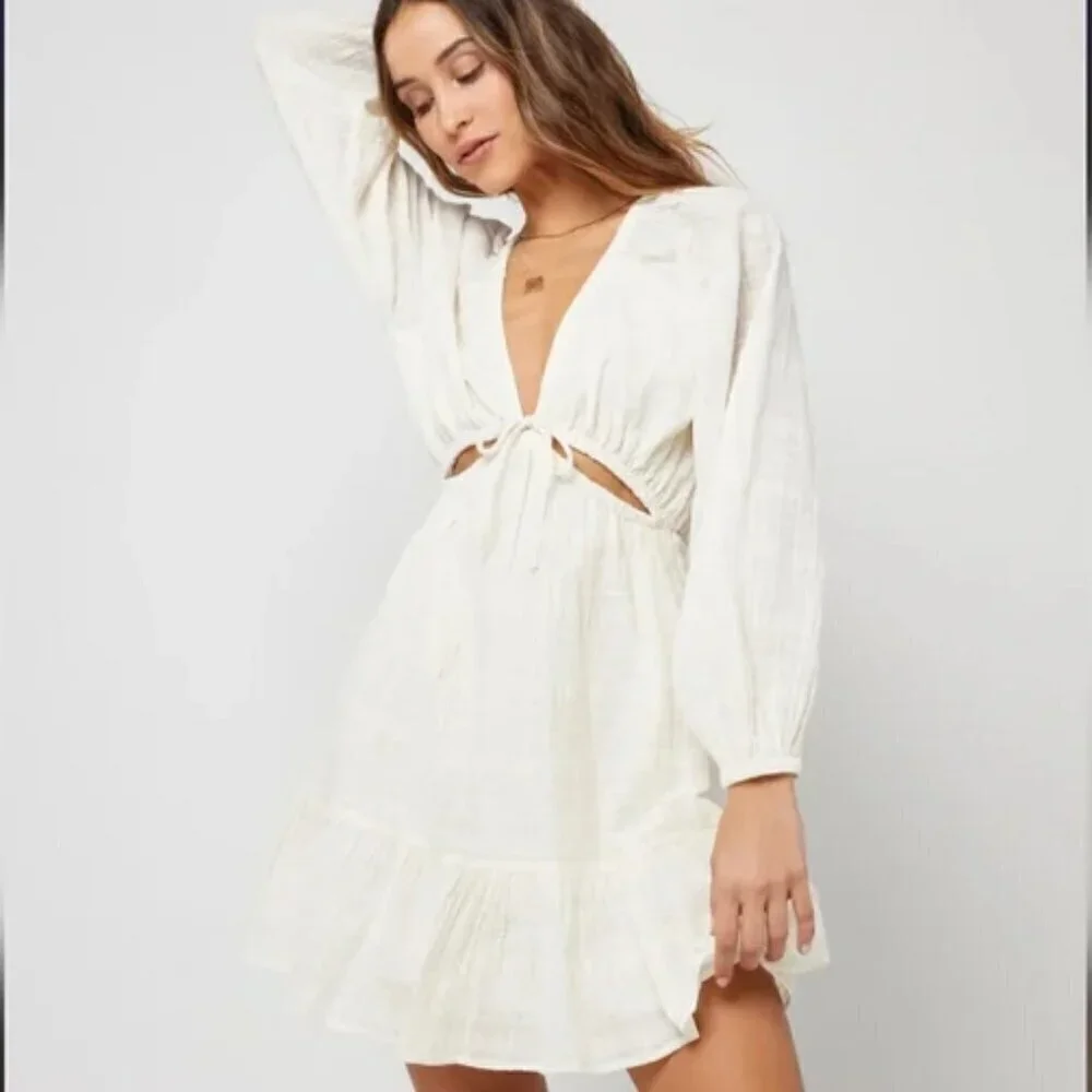 L Space Feelin' Fine Cutout Dress Cream Size XL
